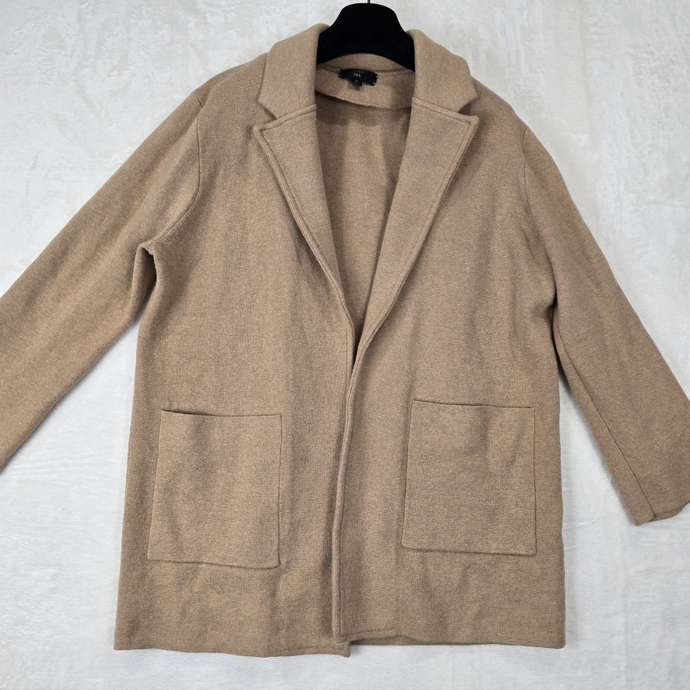 J. Crew Camel Tan Open-Front Wool Blend Cardigan Coat